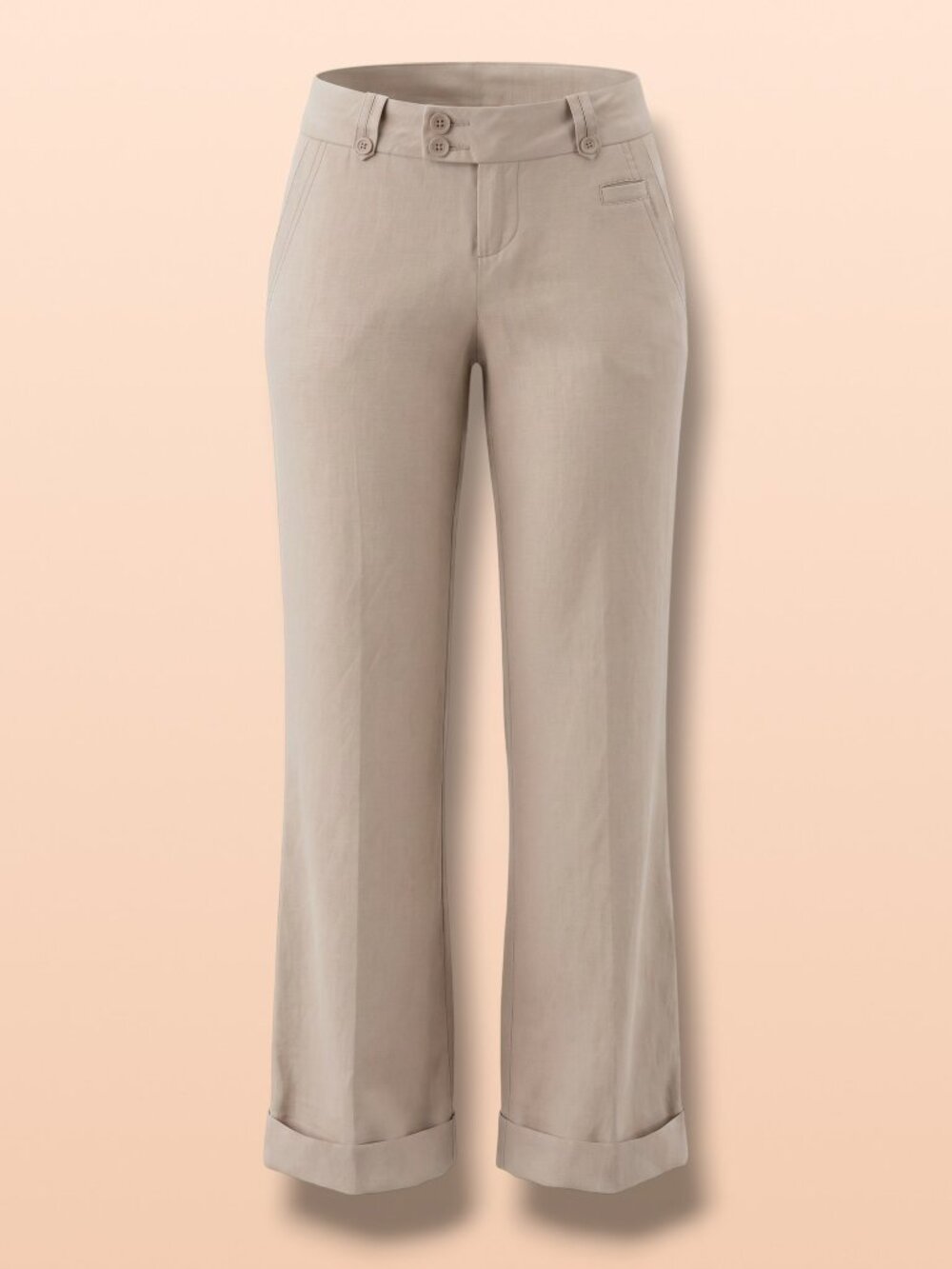MM Couture by Miss Me Khaki 100% Linen‎ Wide Leg Pants S